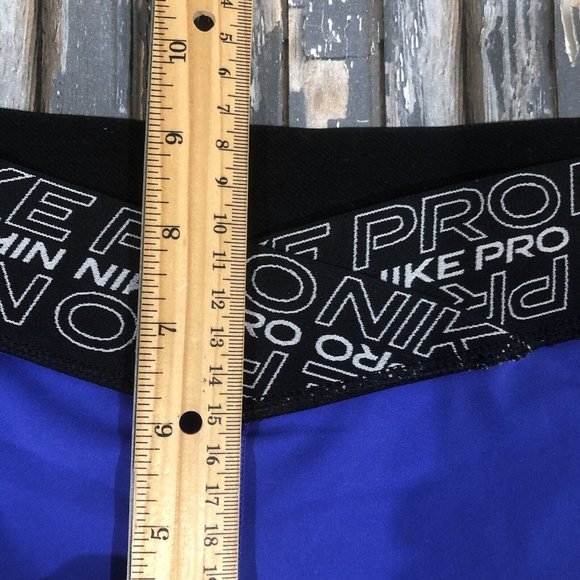 Nike Pro Crossover Waistband Shorts Womens Sz Small Blue Stretch Activewear - Picture 10 of 11